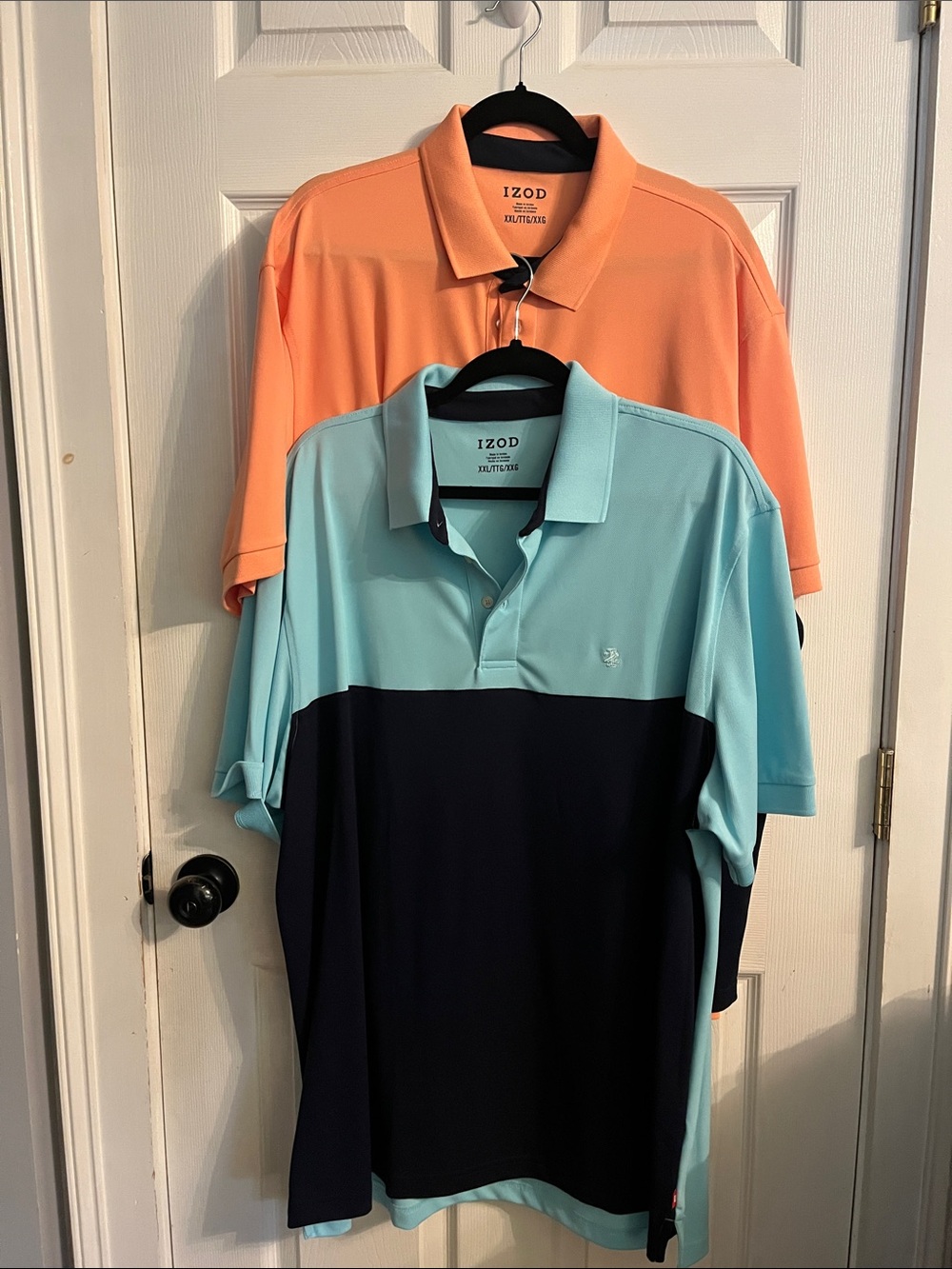 Izod Men’s Colorblock Polo Duo - Coral & Light Blue/Navy